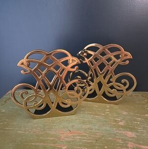 Vintage Pair Brass Thomas Jefferson Cipher Bookends.  5 5/8”T 6.25”L 2.25”W